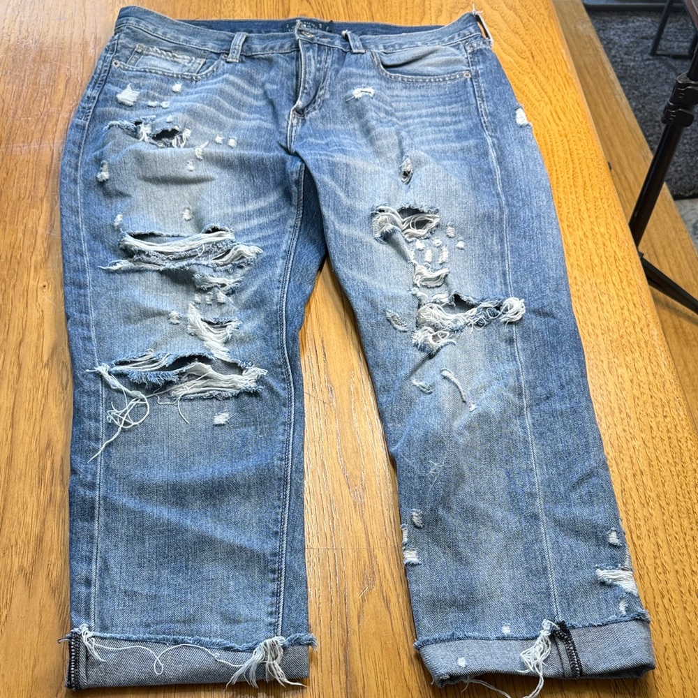 Lucky Brand Distressed Boyfriend Jeans in Blue